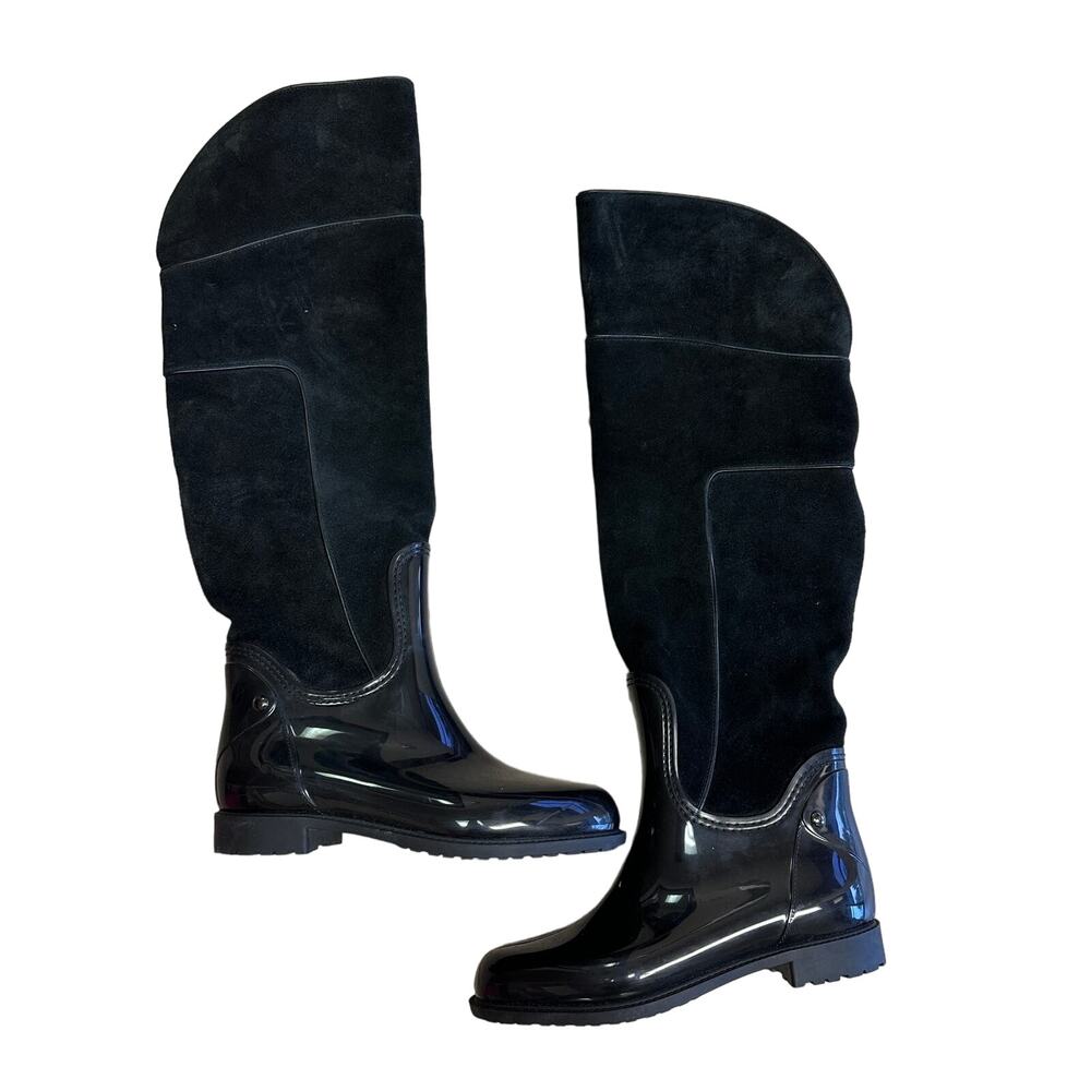 Andre Assous Boots Women's Size 38 US 7.5 Mayra Over The Knee Black PVC Suede